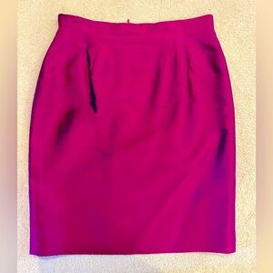Oscar De La Renta classic silk wool blend lined skirt 16 magenta career modest
